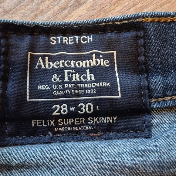 Men's Abercrombie Slightly Distressed Felix Super Skinny Stretch Jeans, 28x29 - Picture 10 of 14